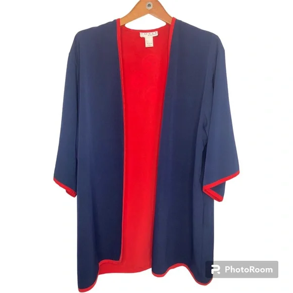 Natori Jackets Coats Josie Natori Womens Navy Blue Red